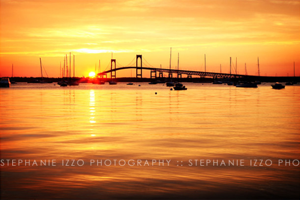 The Newport Bridge At Sunset